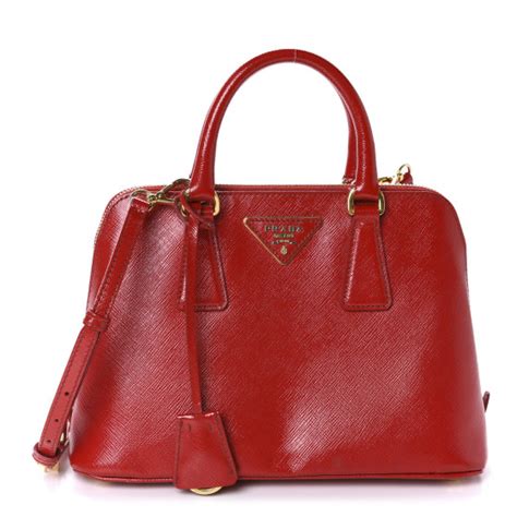 PRADA Saffiano Vernice Mini Promenade Tote Rosso